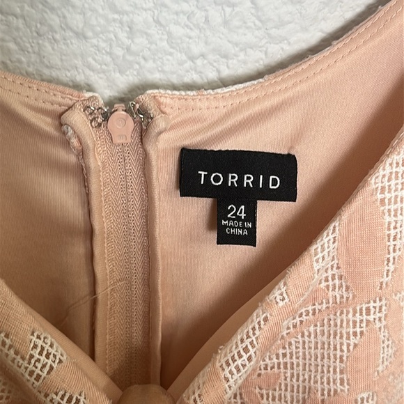 Torrid Light Pink Textured Sleeveless Dress Plus Size 24 | Fit & Flare Zip Back - Picture 6 of 14